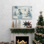 Snowman and Pine Tree Canvas