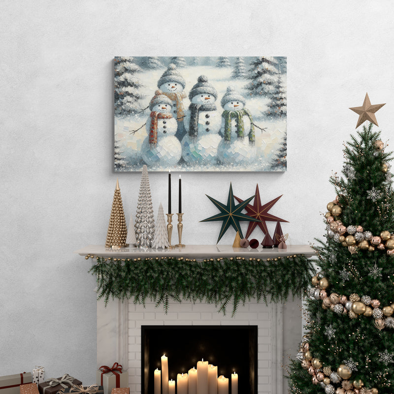 Snowman Family Winter Canvas