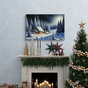 Snowy Cabin Lights Canvas