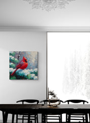 Cardinal in Winter Pines Canvas