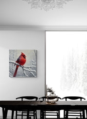 Cardinal in Winter Impressionist Canvas