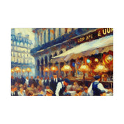 Bustling French Street Cafe Artwork Canvas