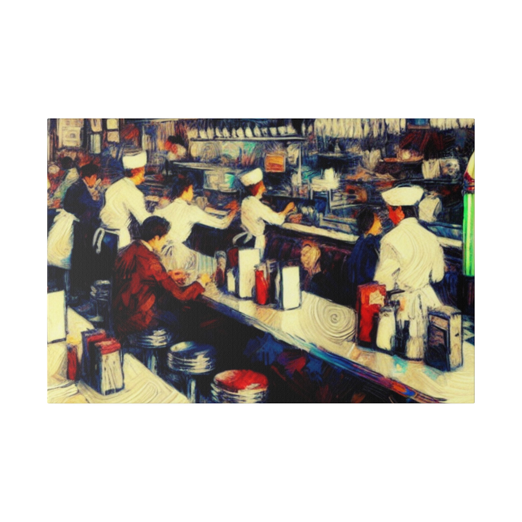 Retro Styled Diner Scene Diner Painting Canvas