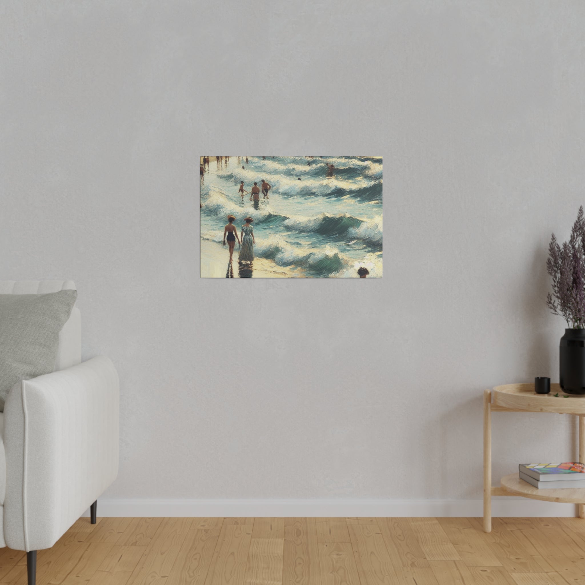 Seaside Reverie in Warm Pastels Vintage Beach Painting Canvas