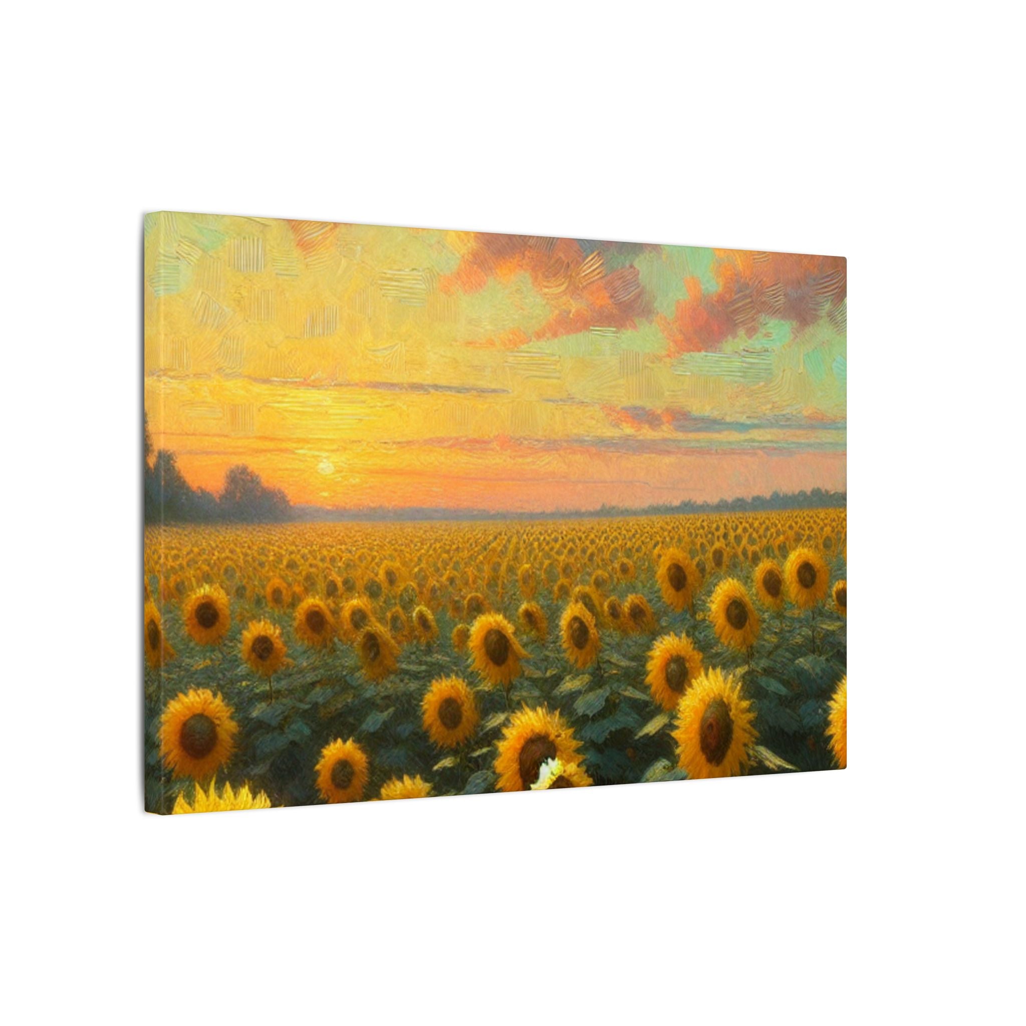 Rustic Impressionist Sunflower Field Painting