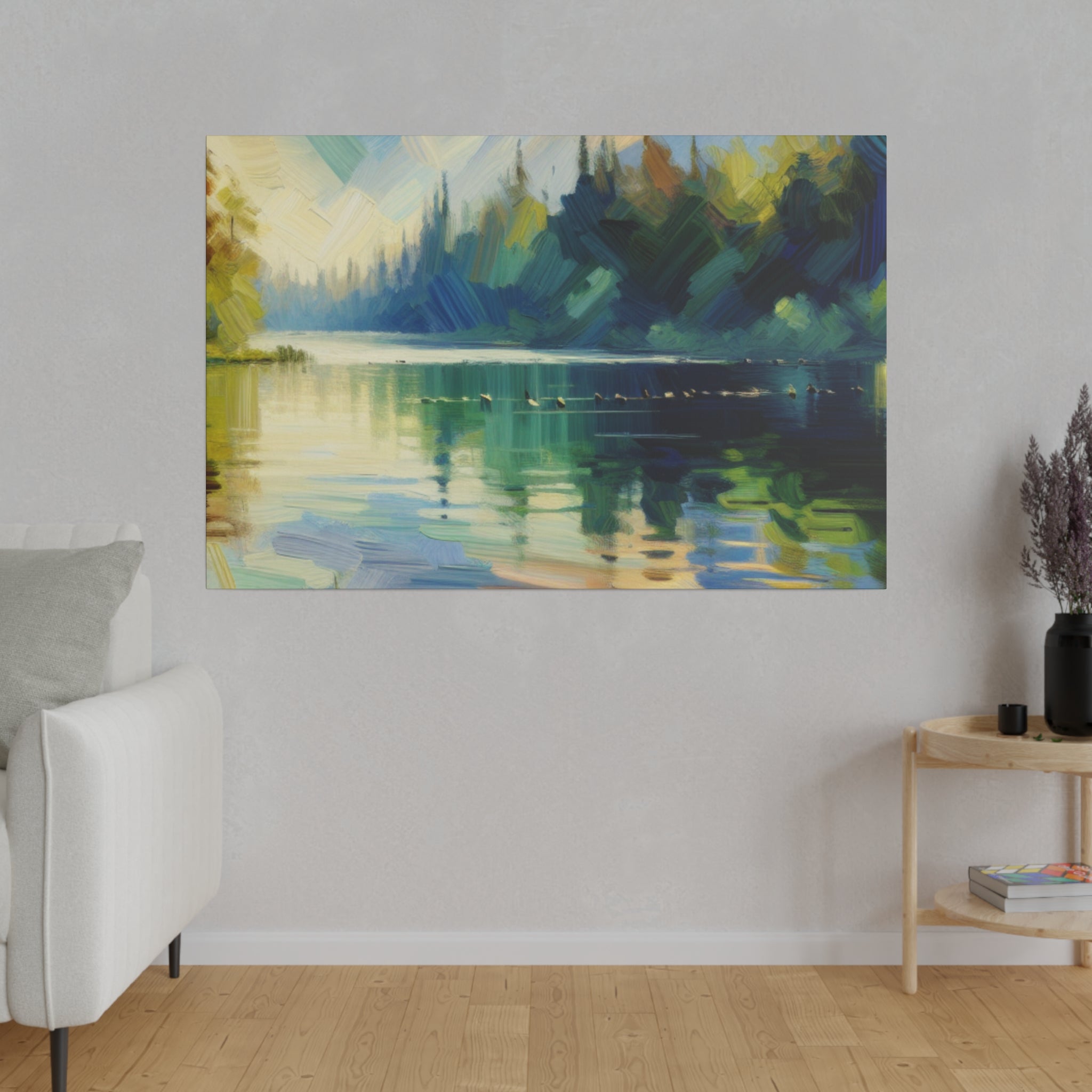 Secluded Serenity Lake Painting Canvas