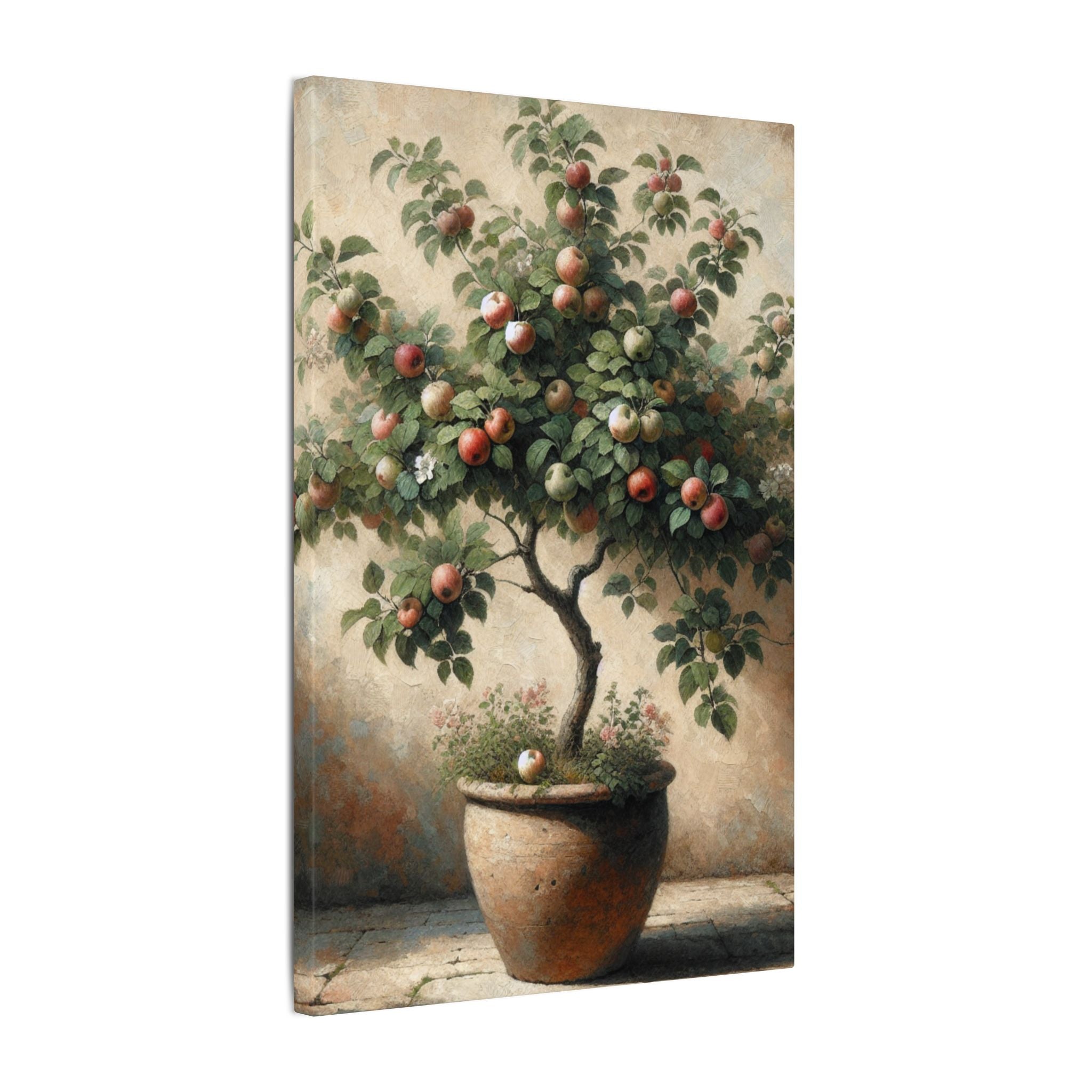 Potted Apple Tree Rustic Canvas