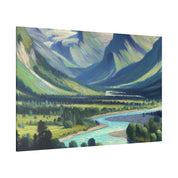 River Valley Mountain Landscape Painting Canvas