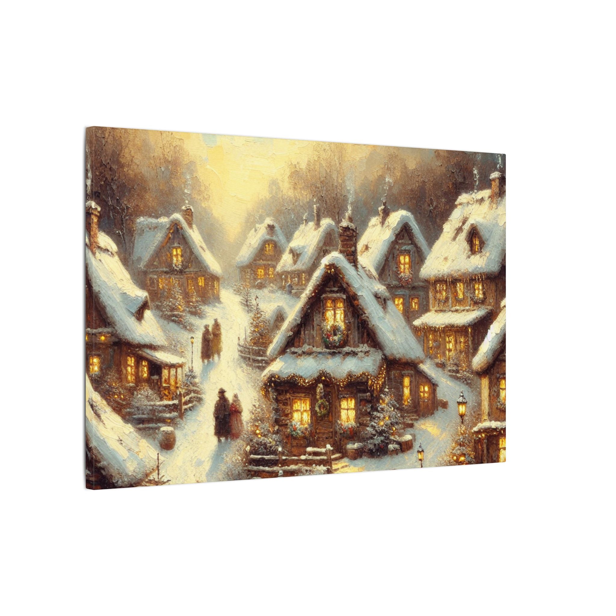 Rustic Christmas Village Canvas