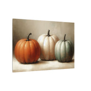 Three Pumpkins Rustic Still Life Canvas