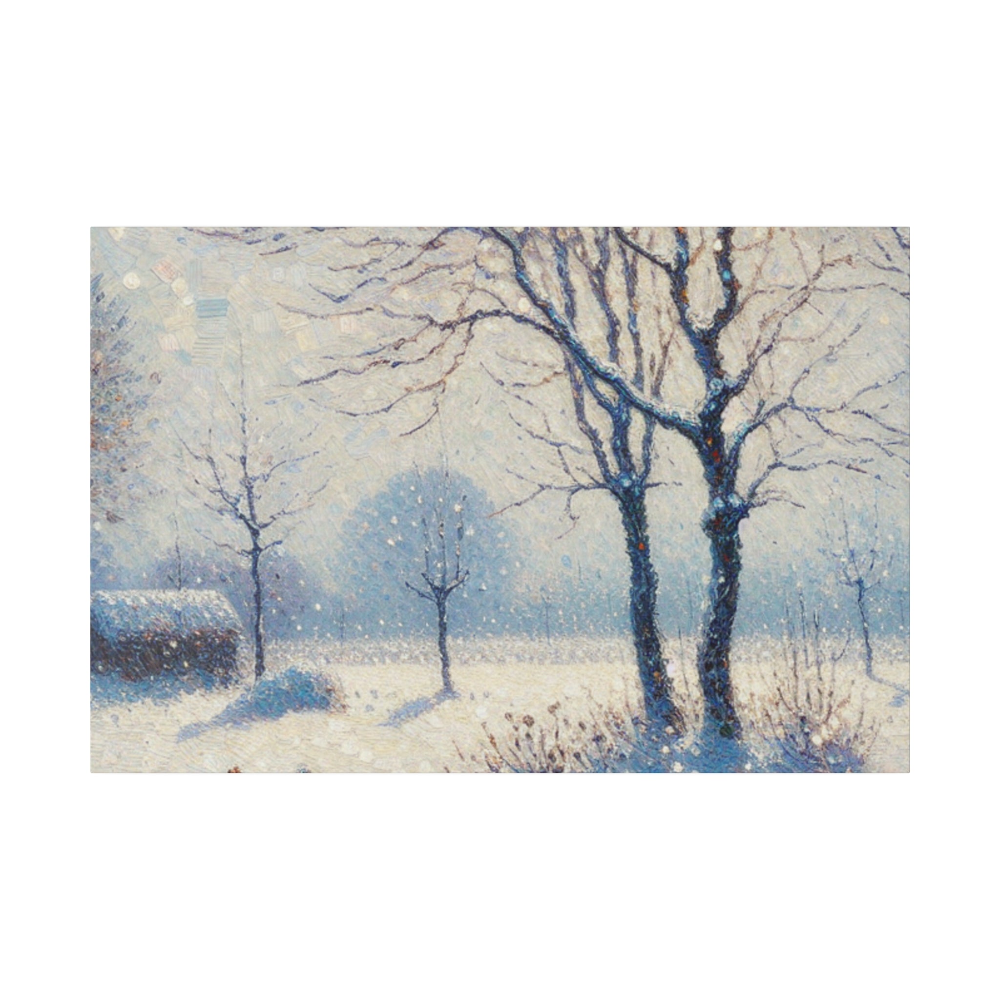 Snowscape Painting | Snowy Field Landscape | Winter Scene Wall Art Canvas