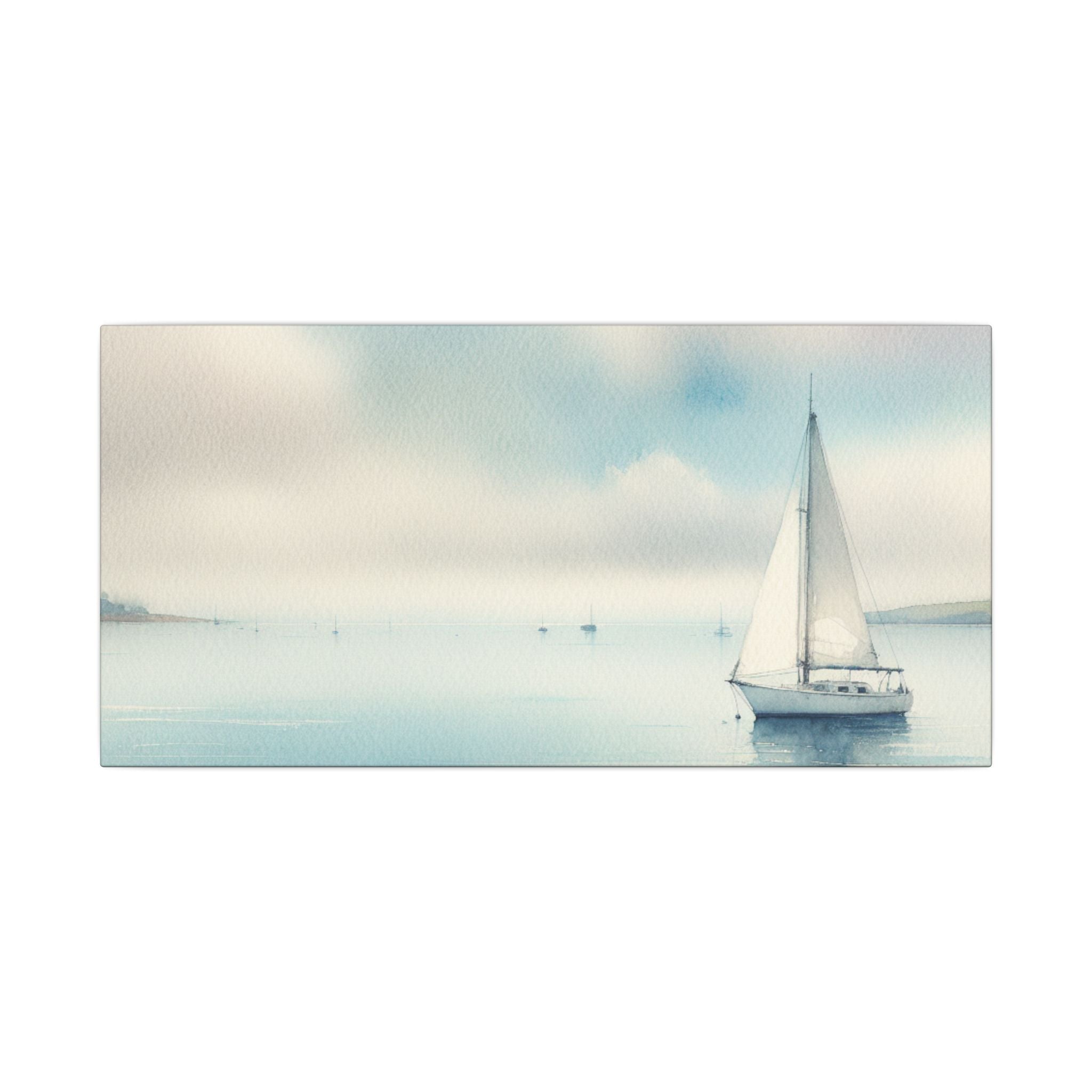 Watercolor Coastal Sailboat Canvas