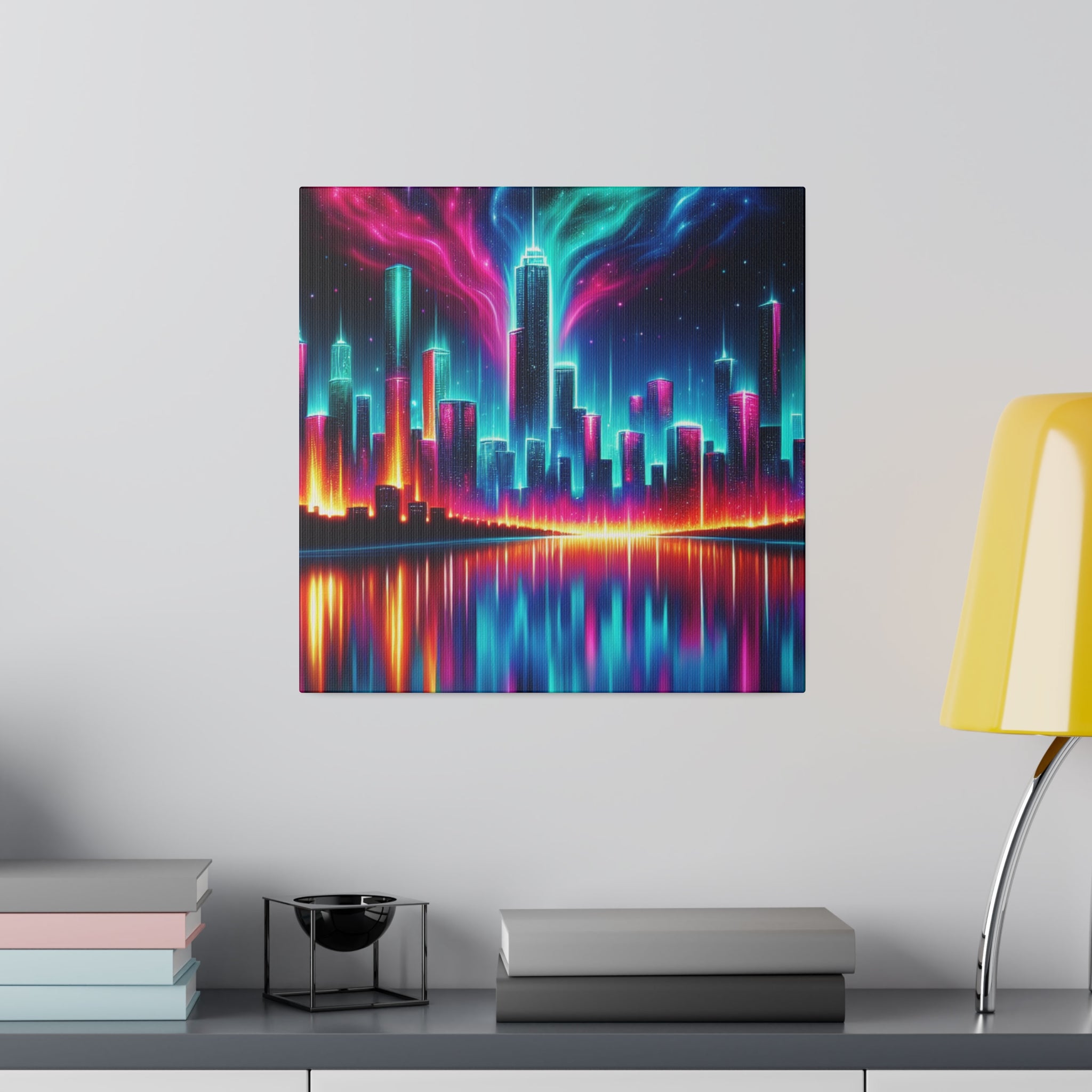 Surreal Neon Art Cityscape City Painting Canvas