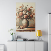 Blossom Pastels Roses Flowers In Vase Painting Canvas