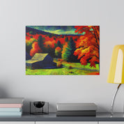 Autumn's Verdant Whisper Farmhouse Fall Painting Canvas