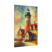 Luminous Beacon Of Light Coastal Wall Art Lighthouse Painting Canvas