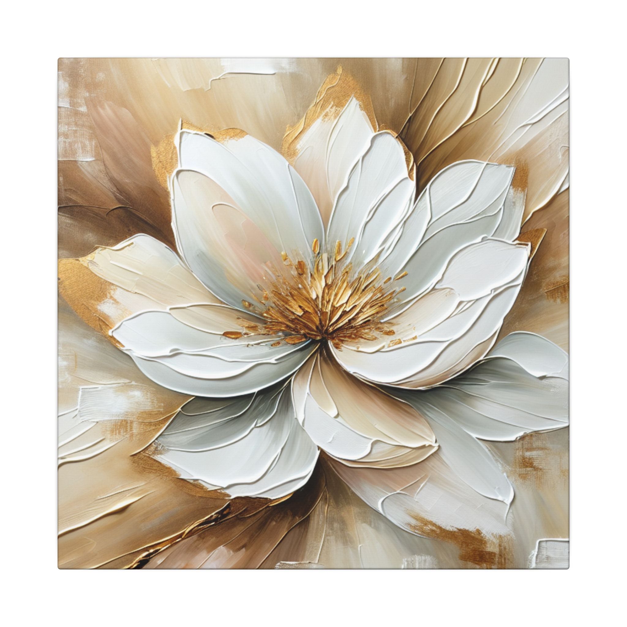 Golden Bloom Abstract Canvas