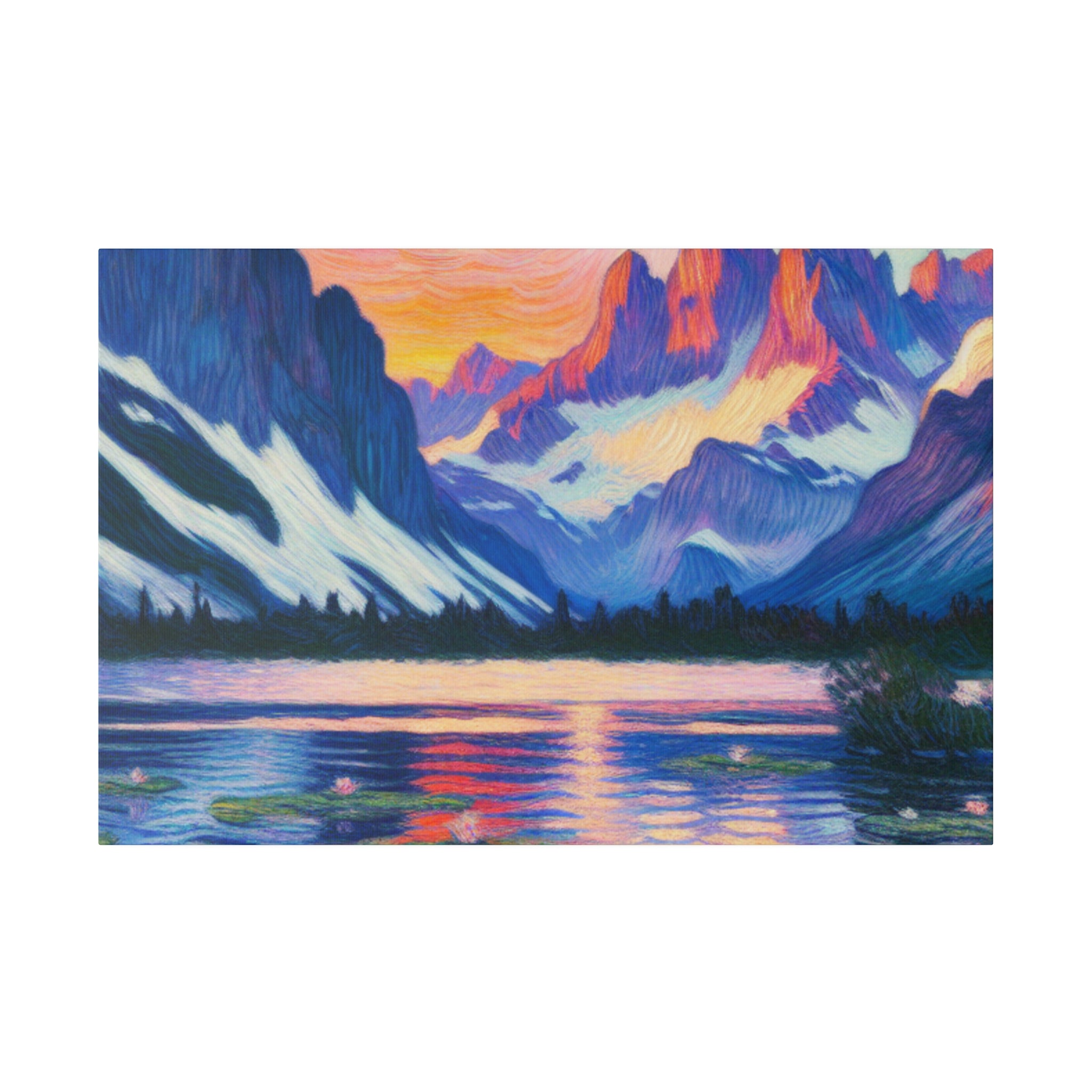 Quiet Lake Mountain Landscape Painting Canvas