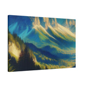 Majesty of Alpine Valley Mountain Landscape Painting Canvas