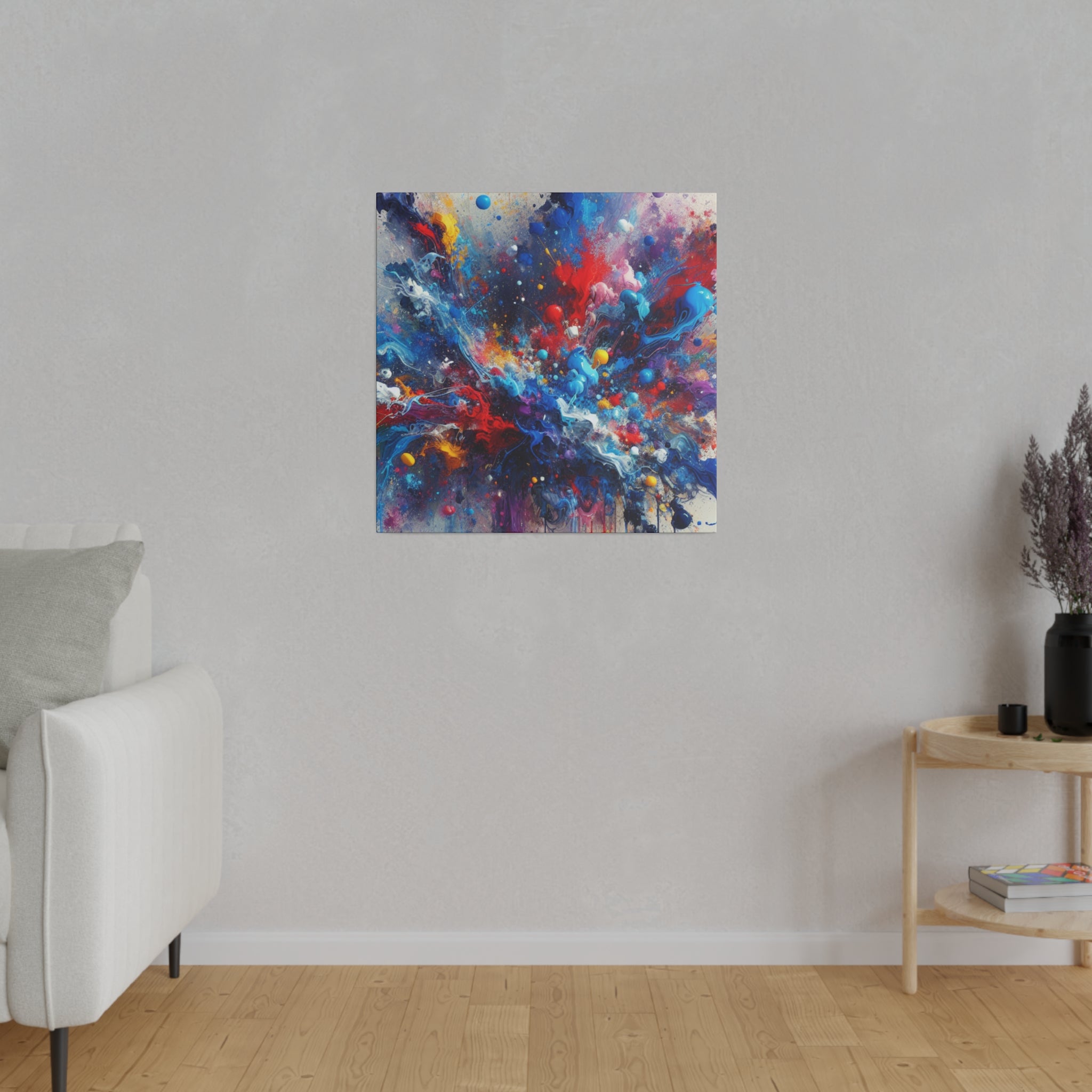 Abstract Expressionist Multicolor Splatter Wall Art Canvas