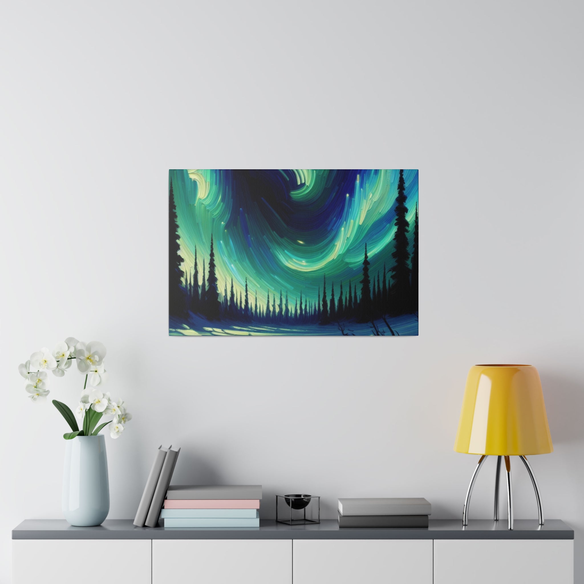 Aurora Winter Whisper Northern Lights Painting Canvas