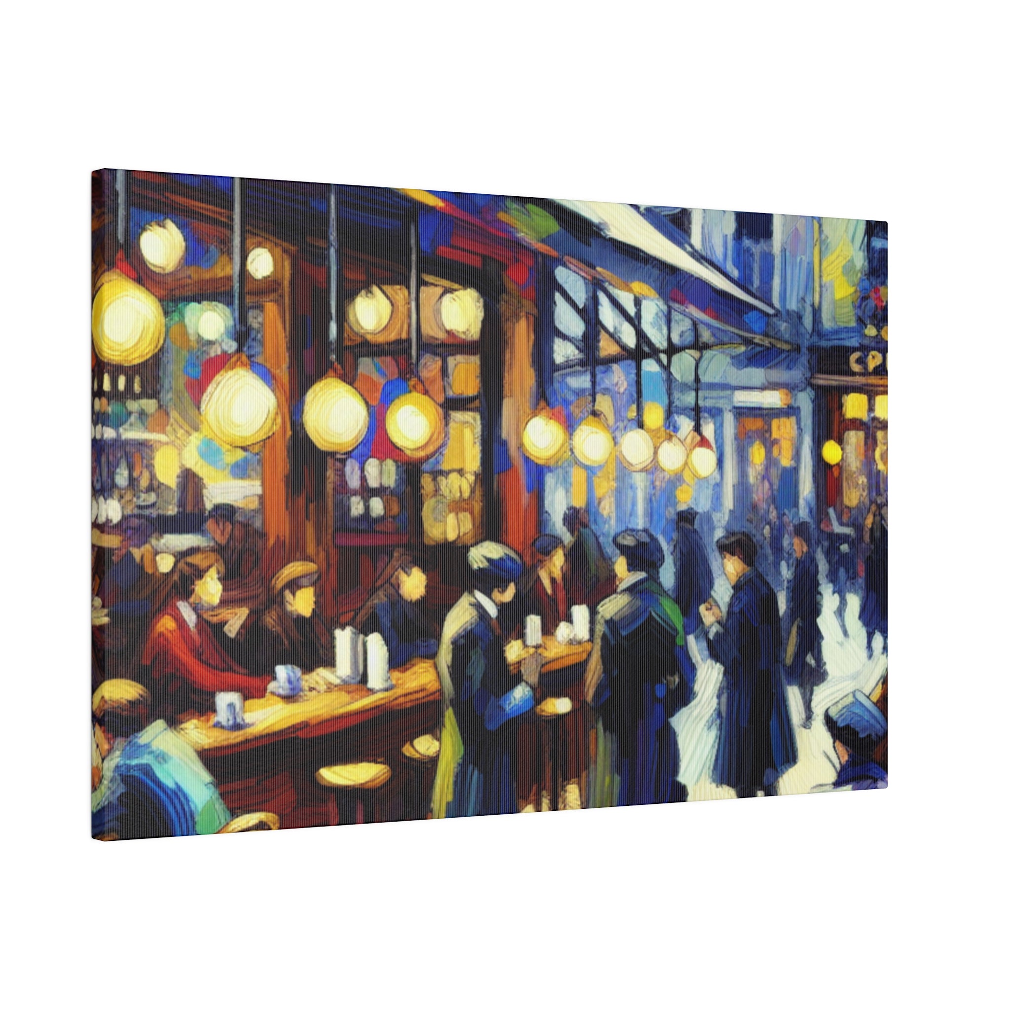 Vintage European Street Cafe Artwork Painting Canvas