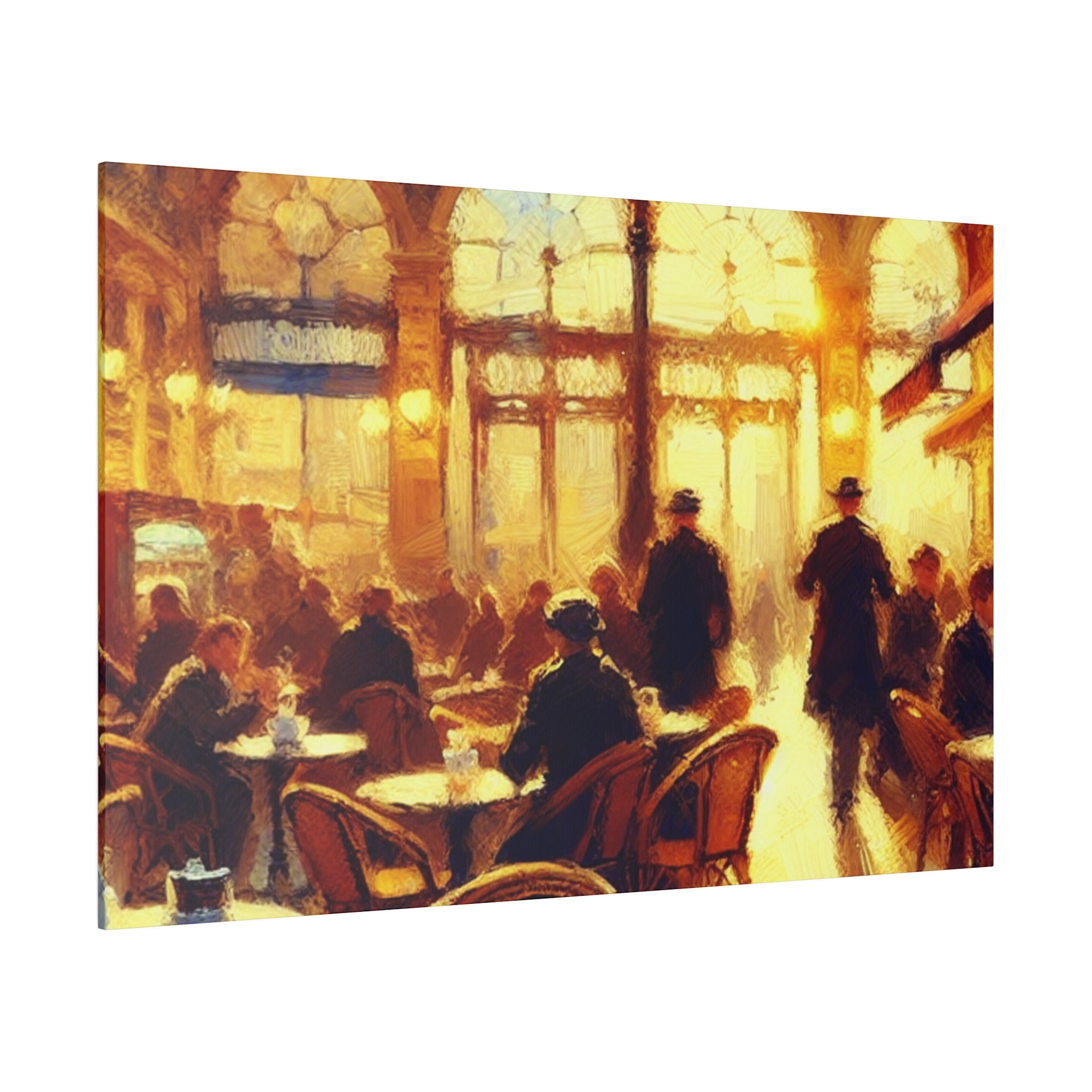 Bustling European Espresso Cafe Artwork Canvas