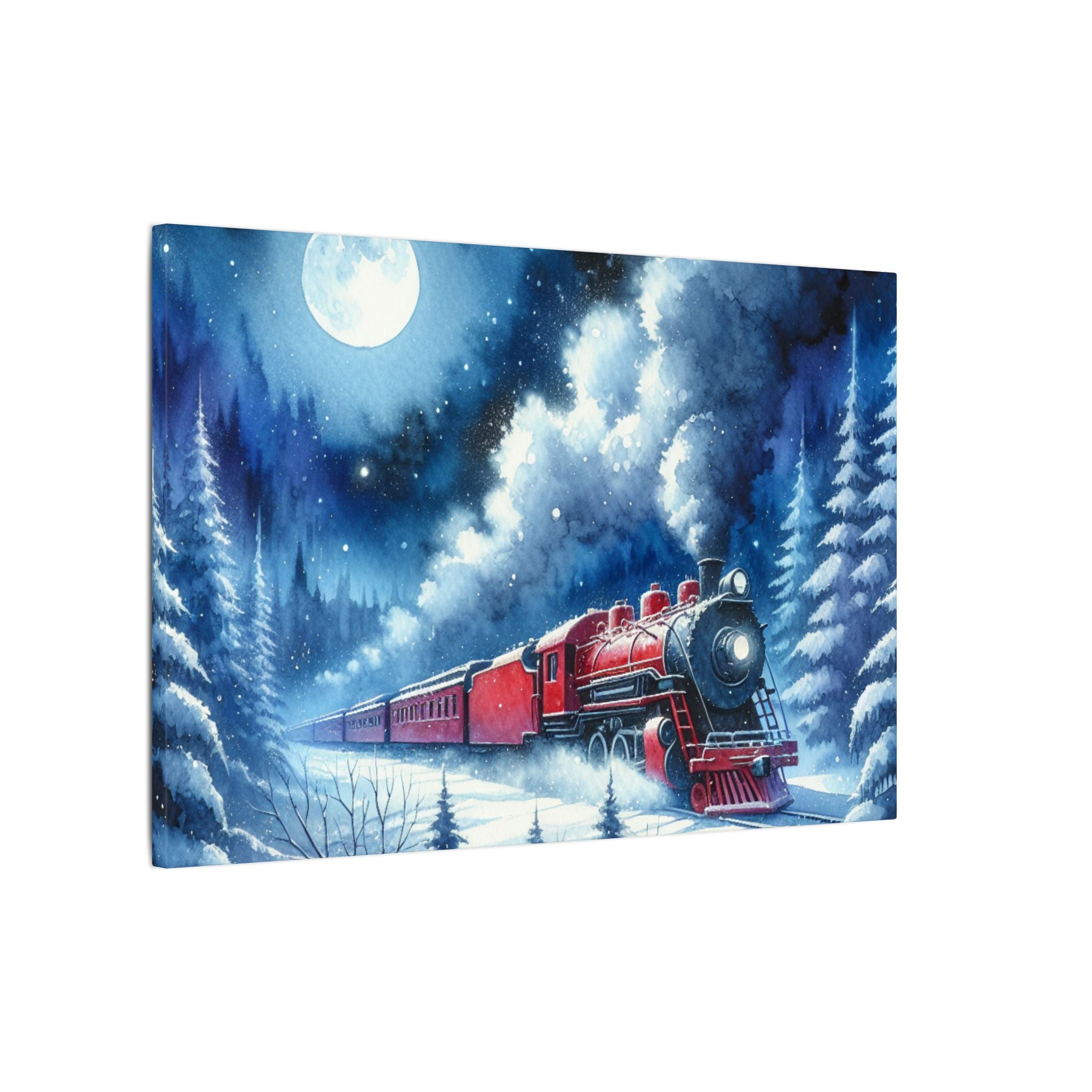 Holiday Night Train in the Snow Canvas