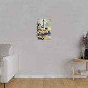 Misty Beacon Coastal Wall Art Lighthouse Painting Canvas