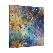 Abstract Yellow Blue Purple Splatter Paint Abstract Modern Art Canvas