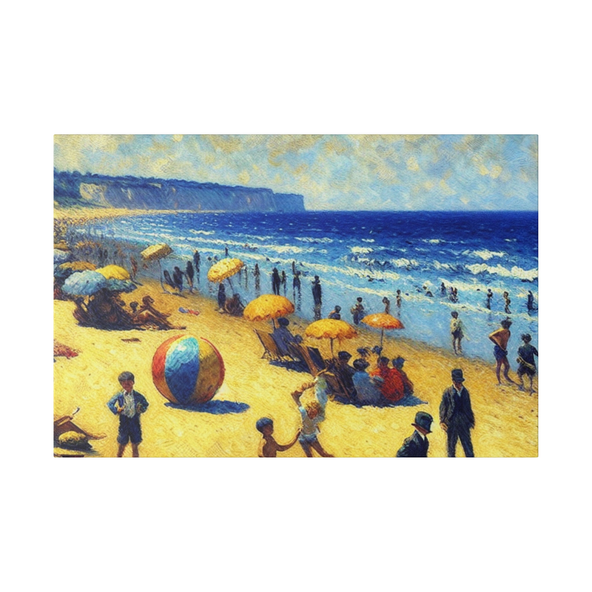 50s Scene Beach Landscape Painting Canvas