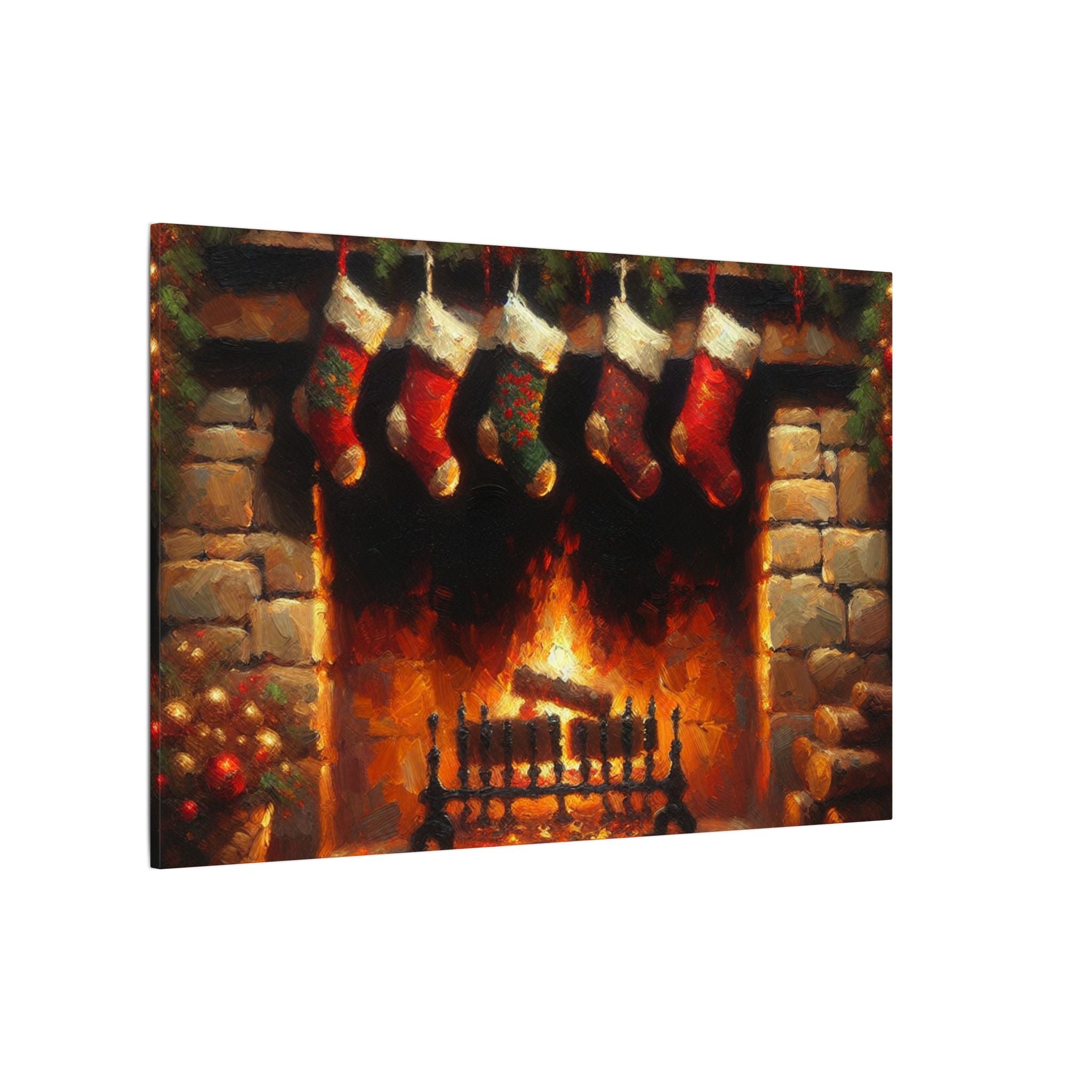 Holiday Fireplace Glow Canvas