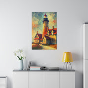 Luminous Beacon Of Light Coastal Wall Art Lighthouse Painting Canvas