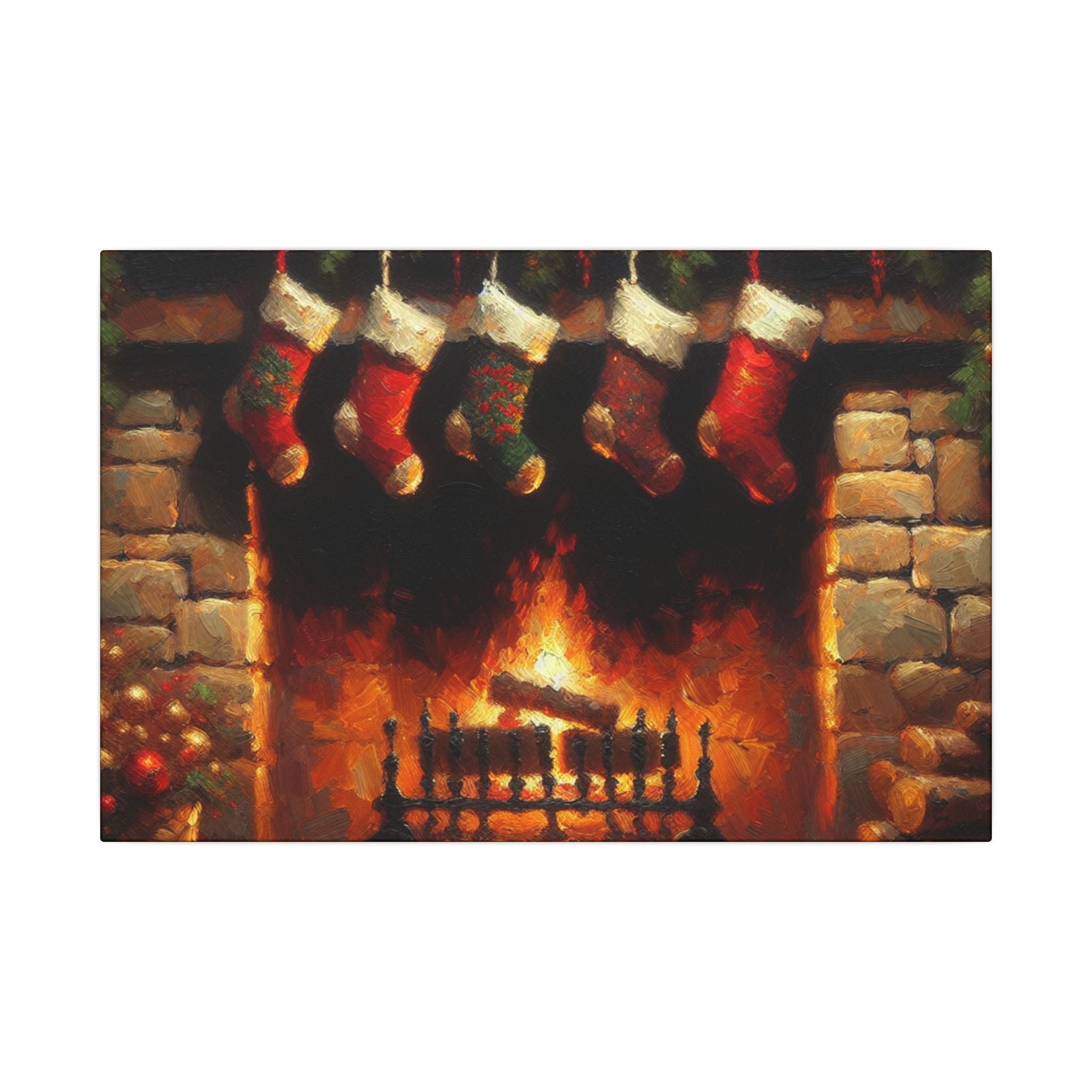 Holiday Fireplace Glow Canvas