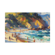 Shoreline Cliffs Impressionist Beach Painting Canvas