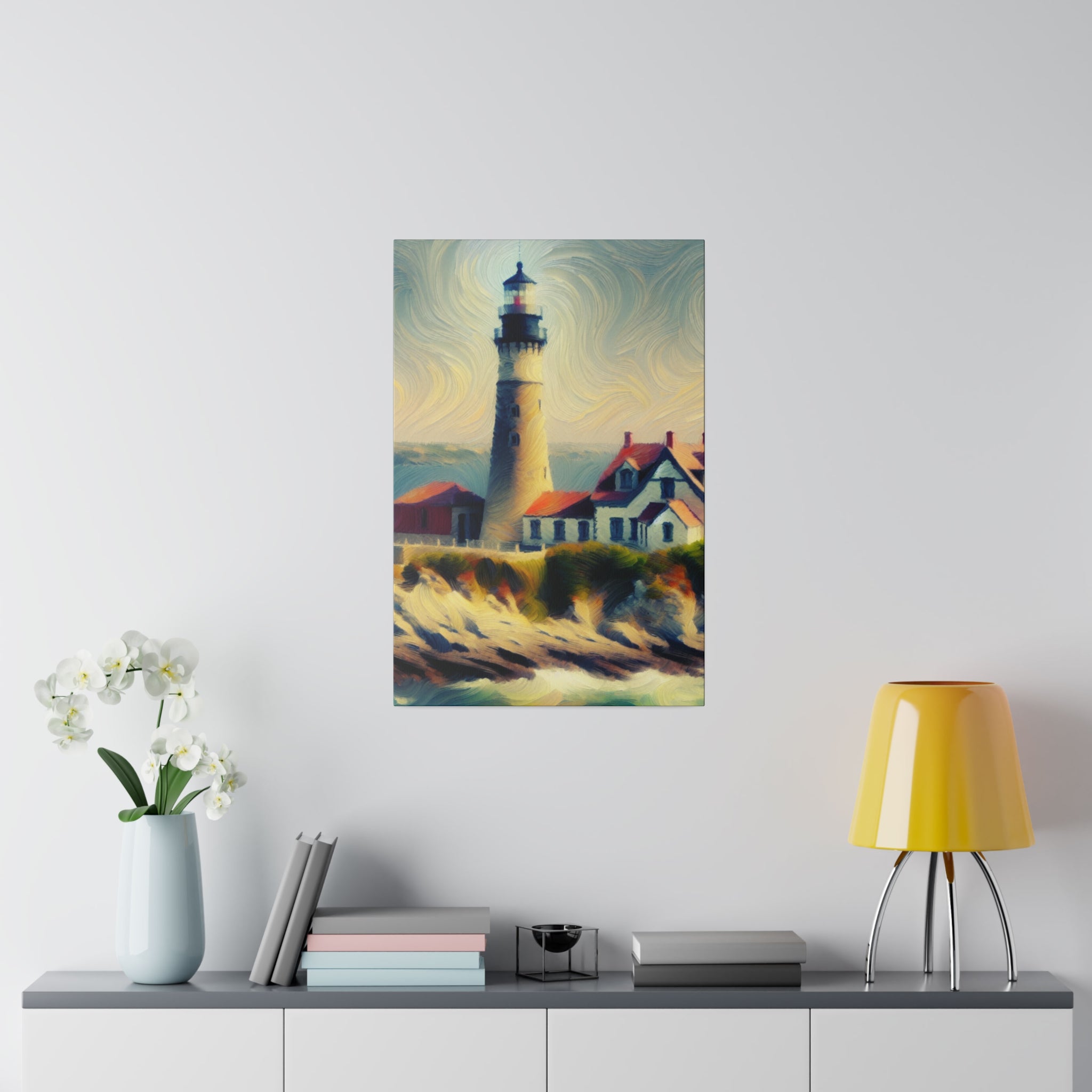 Impressionist Beacon Coastal Wall Art Lighthouse Painting Canvas