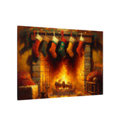 Rustic Christmas Fireplace Canvas