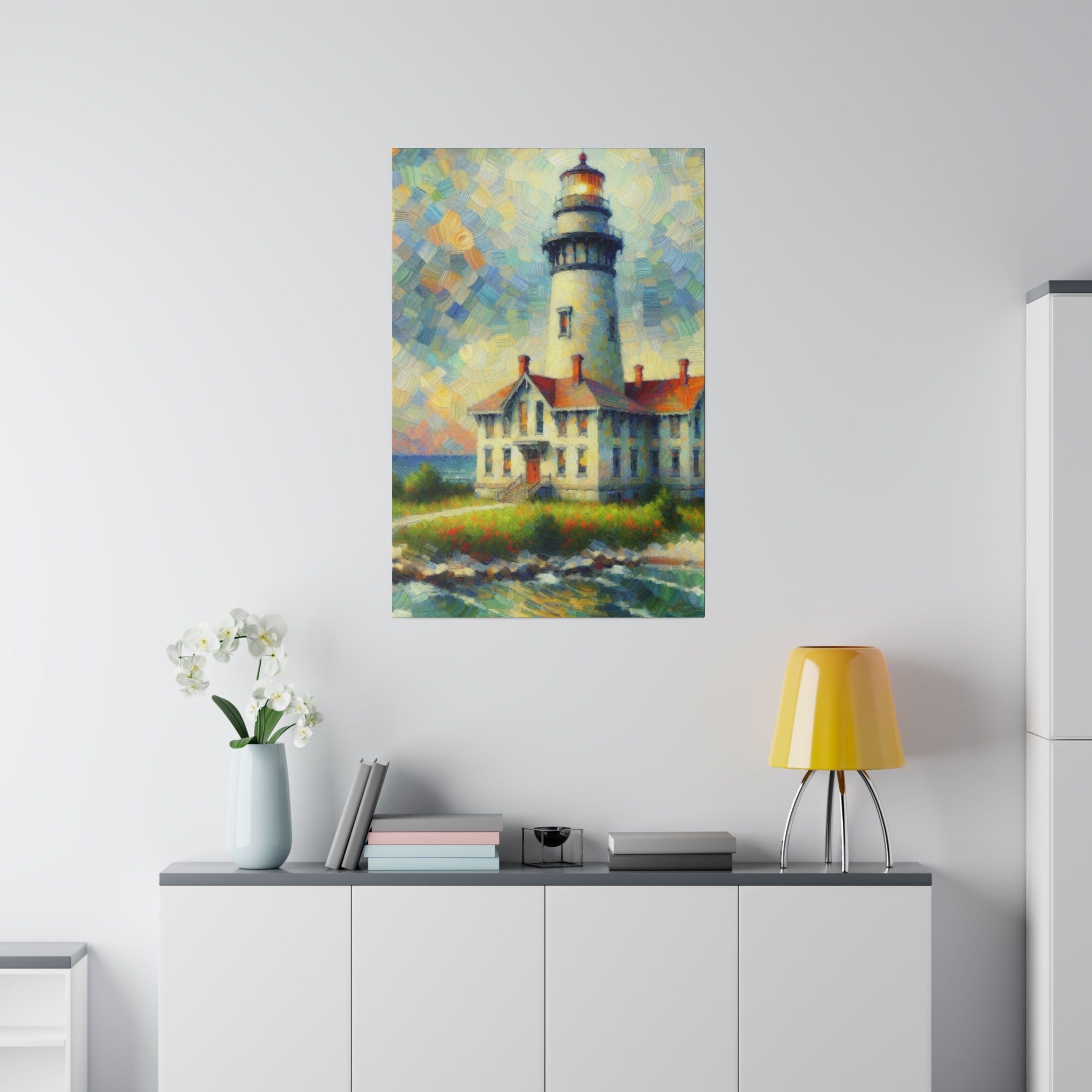 Beacon Of Light Coastal Wall Art Lighthouse Painting Canvas