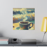 Ocean Waves Sunrise Coffee Painting Canvas