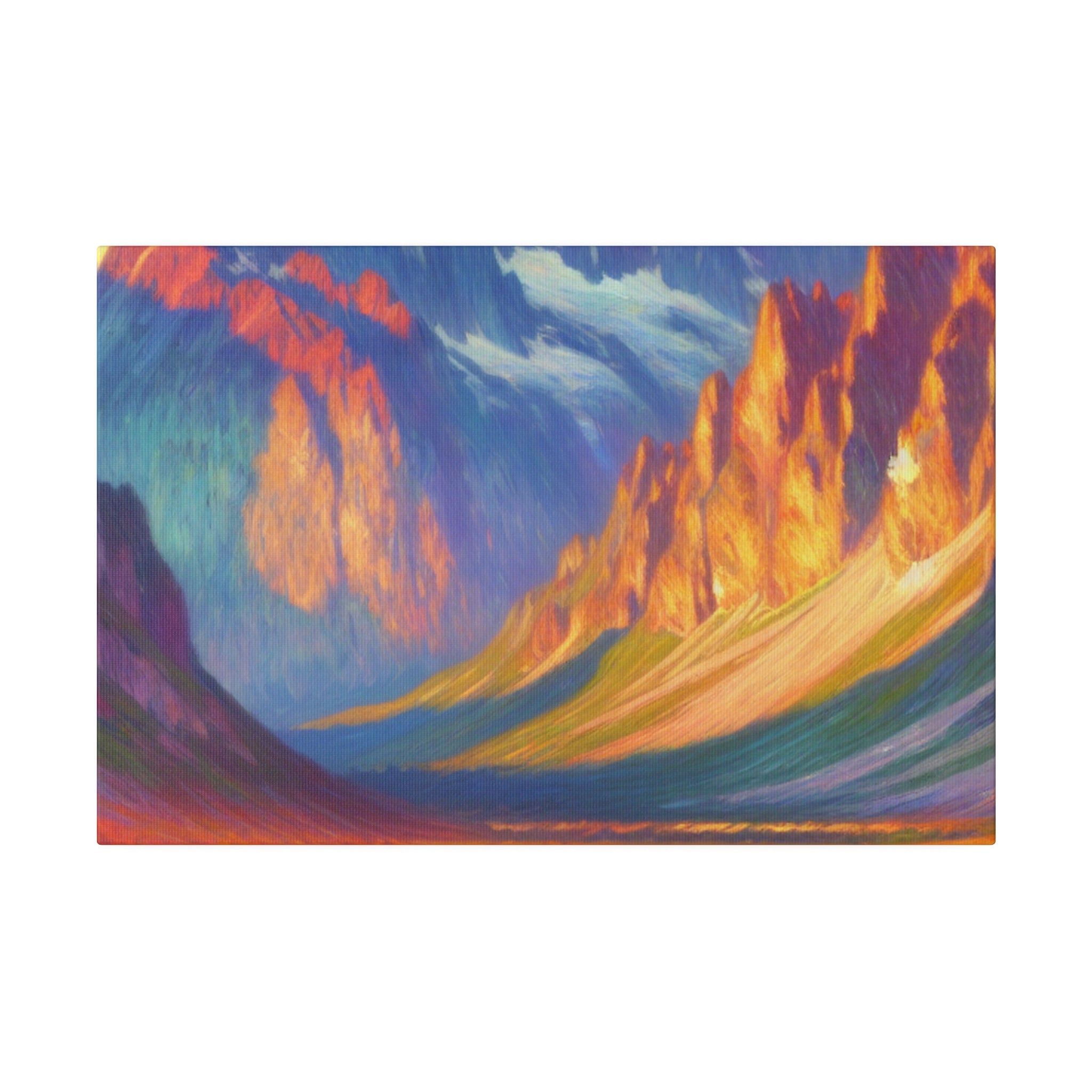 Majestic Peaks Reflected Dawn Mountain Landscape Painting Canvas