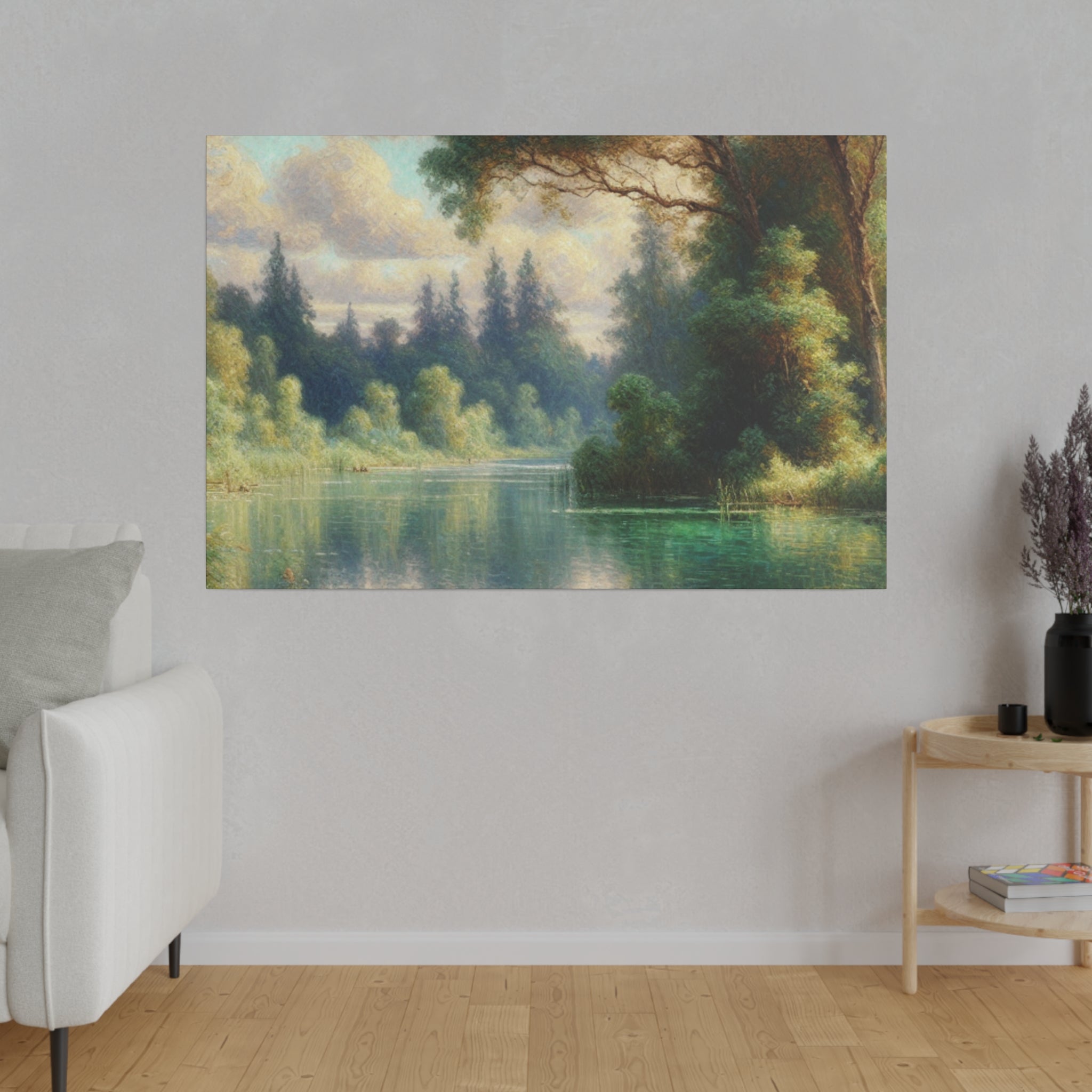 Serene Waterscape Symphony Lake Painting Canvas