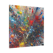 Multicolor Splatter Blue Red Yellow Green Abstract Painting Canvas