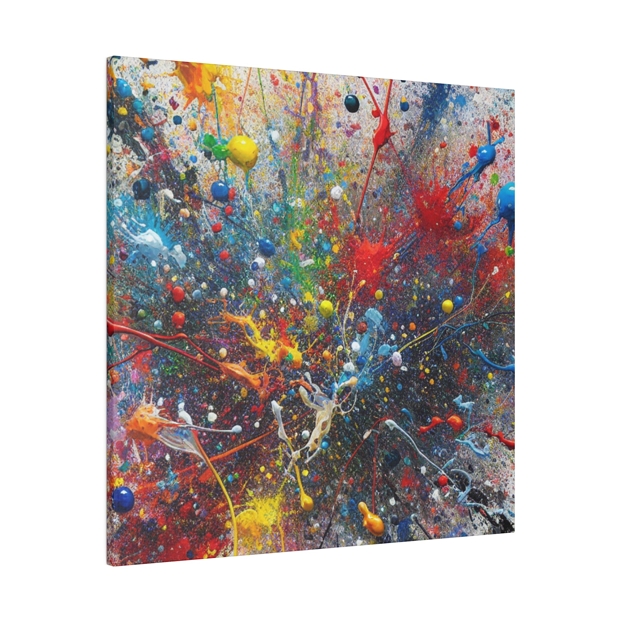 Multicolor Splatter Blue Red Yellow Green Abstract Painting Canvas