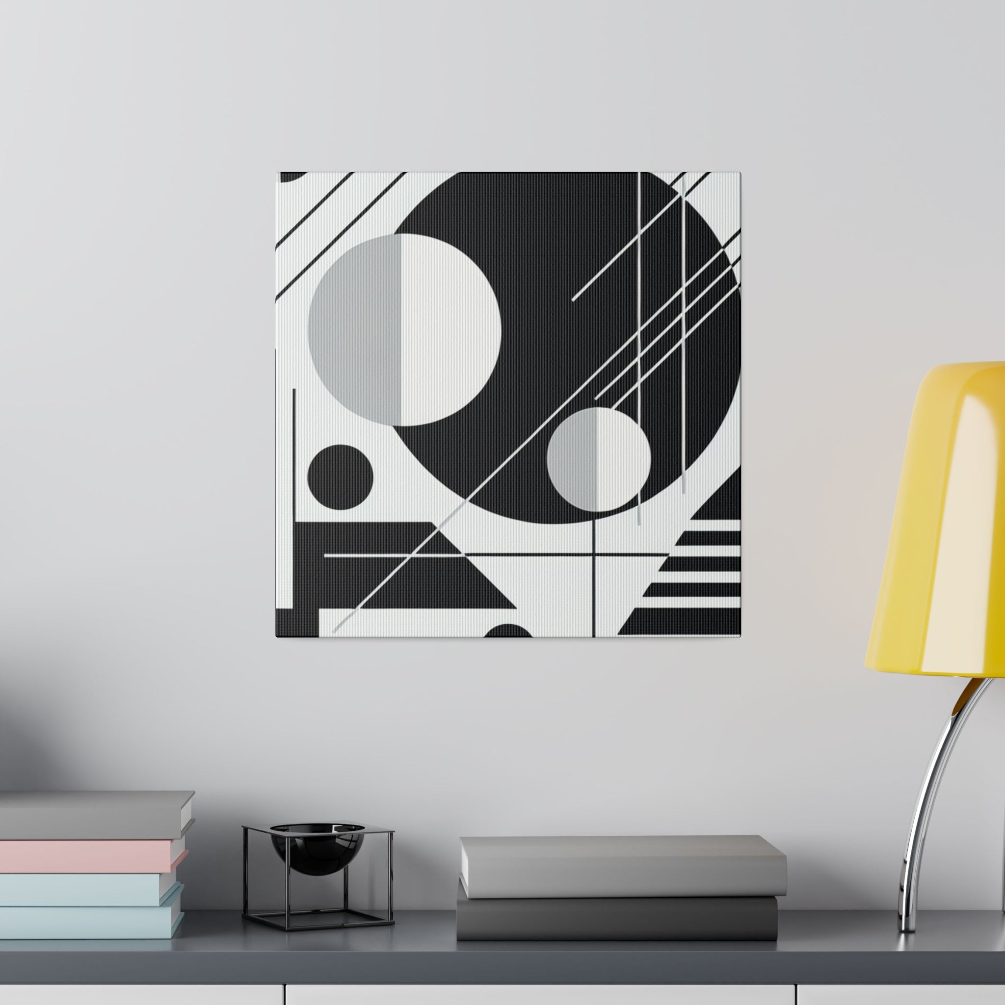 Abstract Mirage Black and White Geometric Painting Canvas