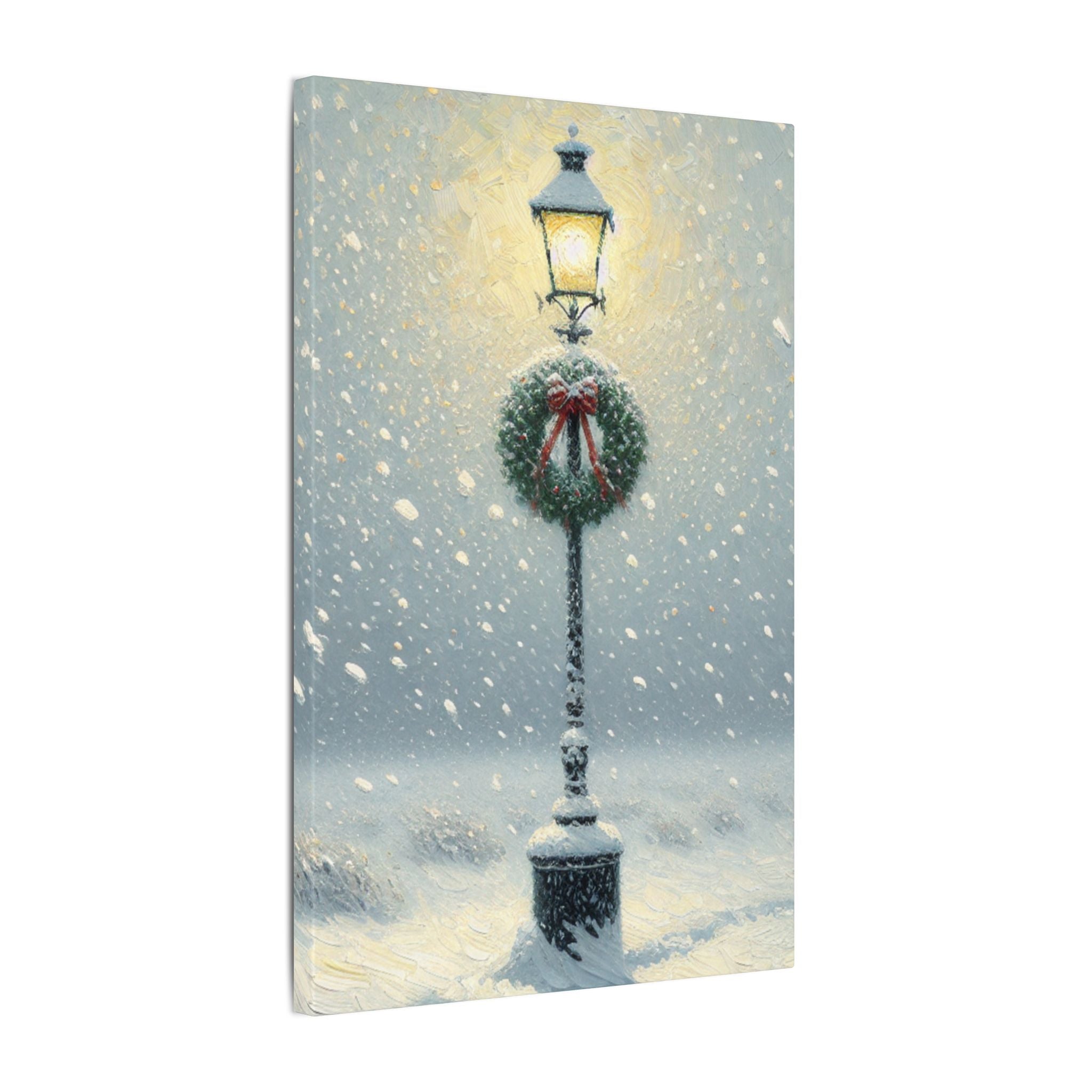 Snowy Christmas Lamp Canvas