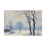 Snowscape Painting | Snowy Field Landscape | Winter Scene Wall Art Canvas