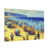 50s Scene Beach Landscape Painting Canvas