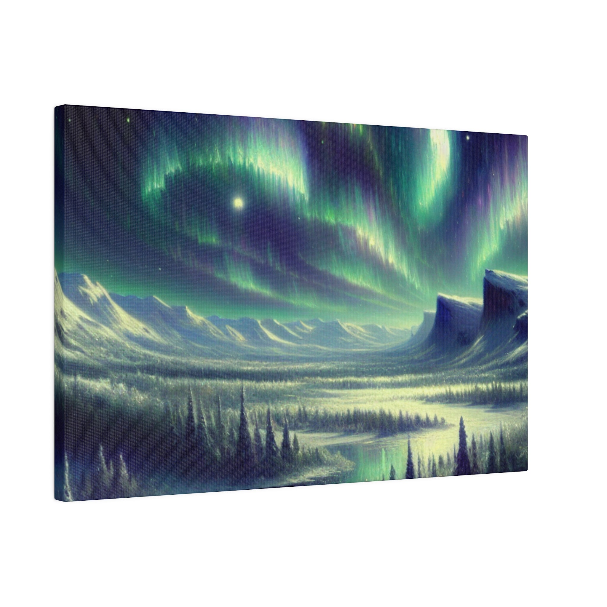 Winter Snowy Dream Northern Lights Painting Canvas