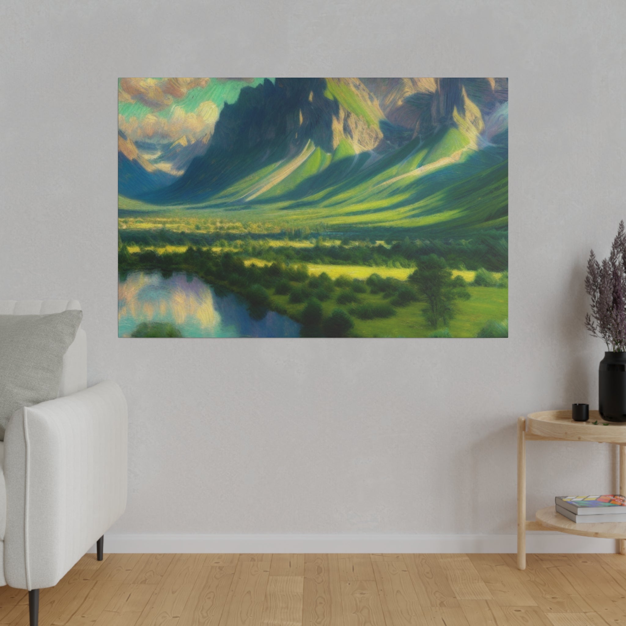 Lush Valleys Mountain Landscape Painting Canvas