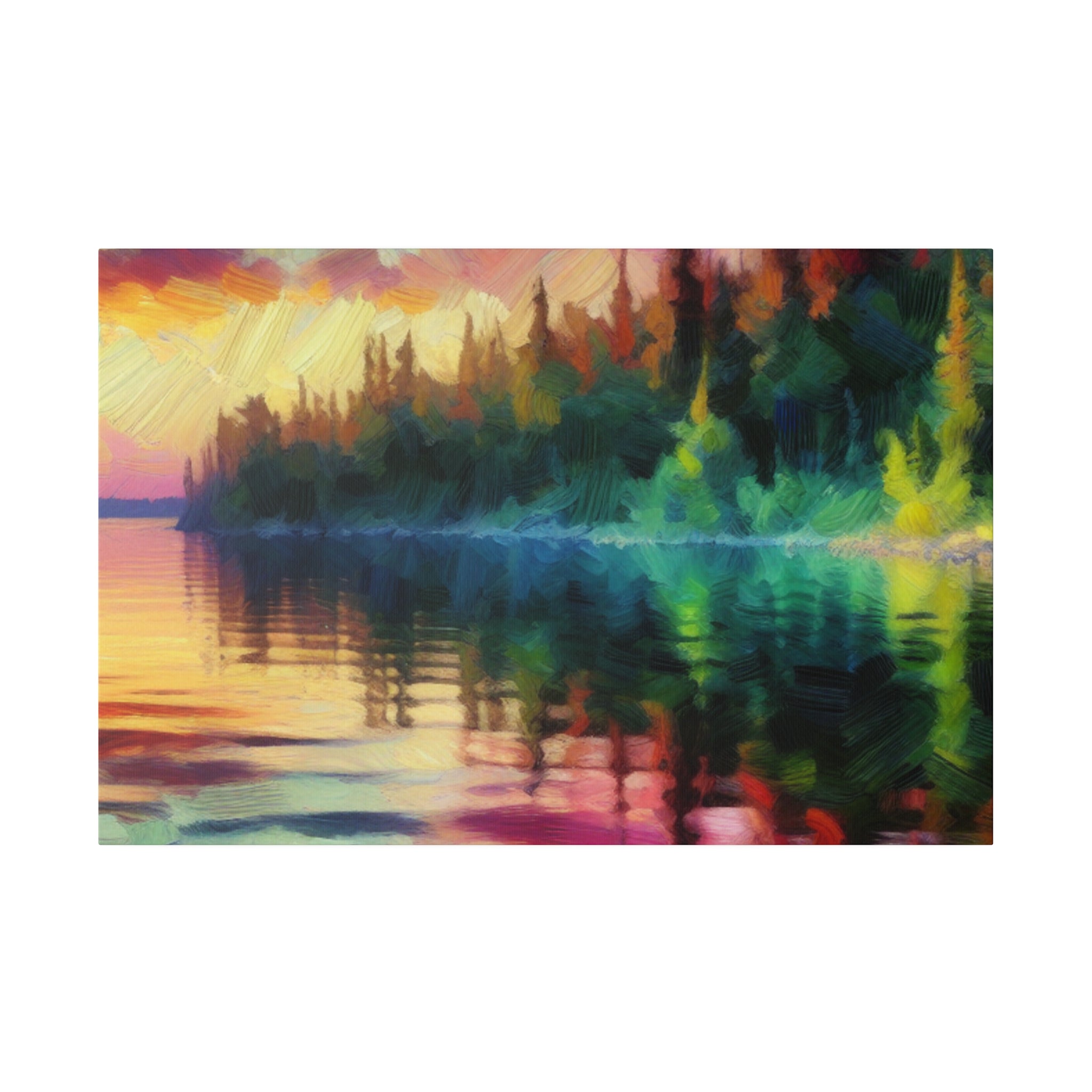 Reflective Solitude Lake Painting Canvas